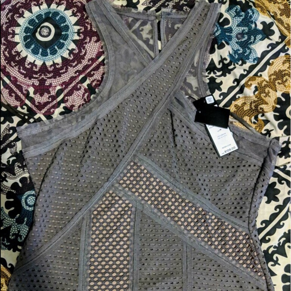 BCBGMAXAZRIA Spanish Moss Katlin Mesh Blouse M